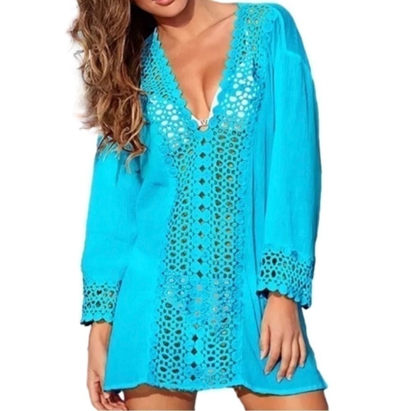 𝅺swimsuit Coverup Turquoise - Picture 1 of 9
